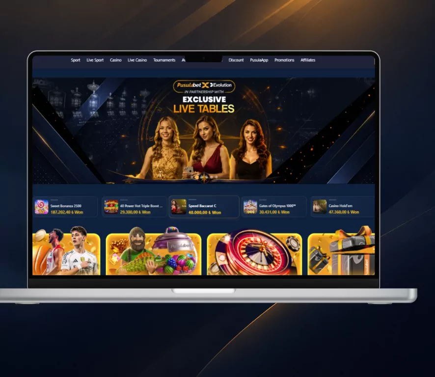 Pusulabet homepage with exclusive Evolution live tables